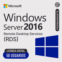 Microsoft Windows Server RDS 2016 - 50 usuarios - Permanente - Licencia Digital
