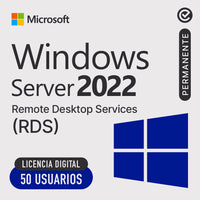 Microsoft Windows Server RDS 2022 - 50 usuarios - Permanente - Licencia Digital